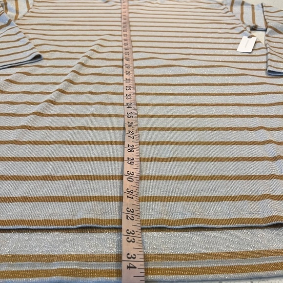 Anthropologie Vanessa Virginia Metallic Stripe Gold Funnel Neck Top XL NWT $78 - Picture 12 of 15